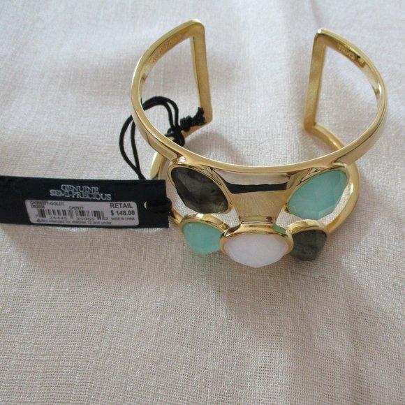 Cole Haan Gold Tone Cuff Bracelet Semi Precious Stones NWT - Picture 3 of 7